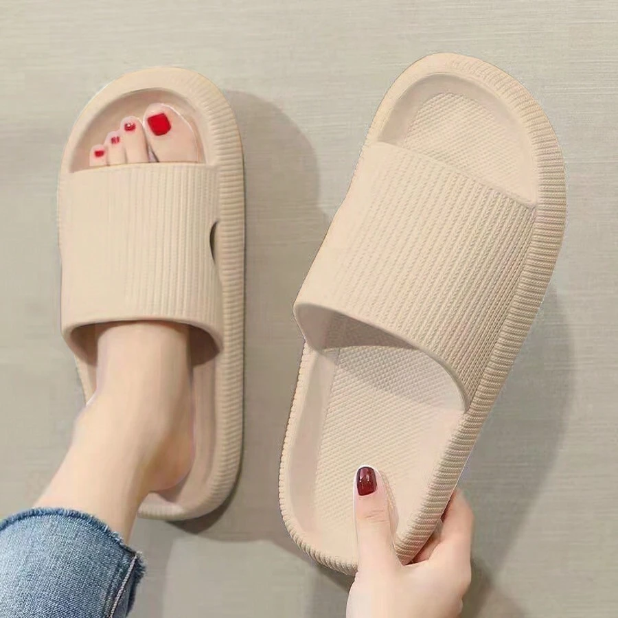 [Recommend Buying One Size Up] New Fashion Versatile EVA Slippers, Simple Striped Indoor/Outdoor Bathroom Slides, Soft Non-Slip Thick Sole, Lightweight & Comfortable, Premium Comfortable Couple Slippers,