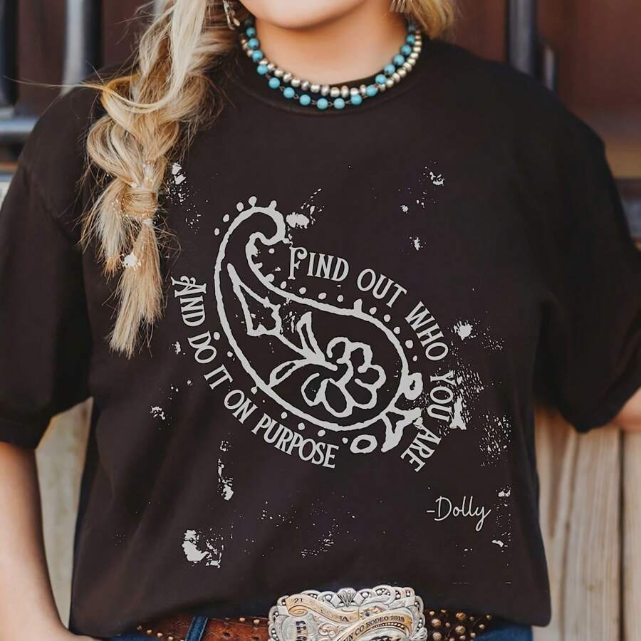 Find Out Who You Are And Do It On Purpose, Dolly Quote, Dolly Shirt, Dolly , Westen Tee, Dolly, Pigeon Forge, Tennessee Shirt, Dolly Tee - Black - View 1