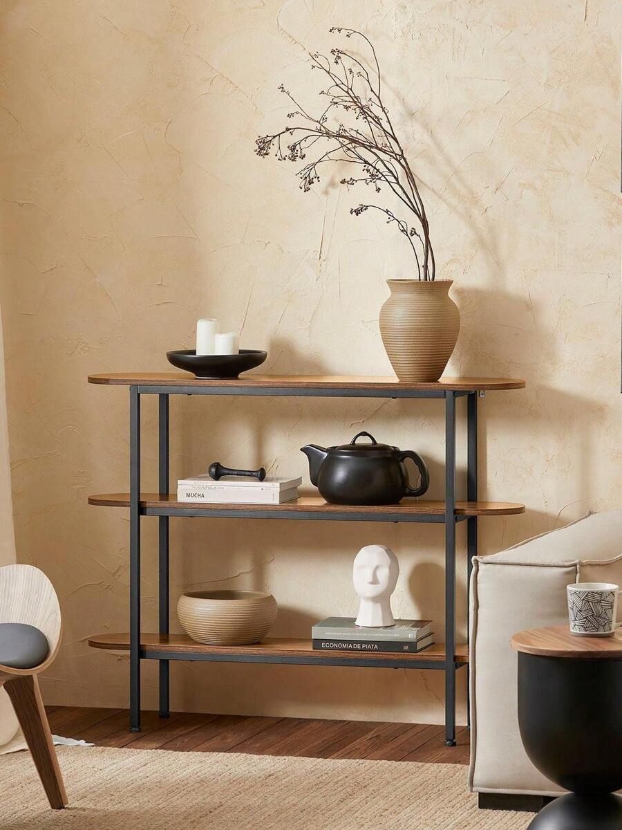 SoBuy FSB67-WS Console Table, Hallway Table, Sideboard, Narrow Side Table, Sofa Table, Decorative Table, Dimensions (W X H X D): Approx. 110 X 86 X 25 Cm - White - View 1