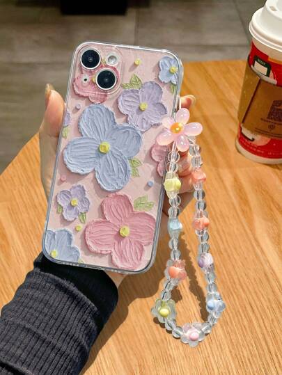 سوار زهرة 1 قطعة ، غطاء هاتف شفاف مزخرف بزهور ملونة مقاوم للصدمات متوافق مع 14 Pro Max، 13، 11، XR، Galaxy S24، A03s، A03core، A04، A12، A13، A14، A21s، A22، A23، A24، A32، A33، A34 مقاوم للماء ومقاوم للخدش