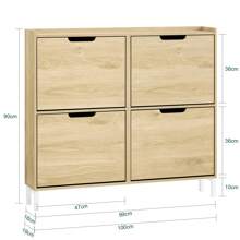 SoBuy 4 Flip-Drawers Shoe Cabinet Shoe Rack Shoe Storage Cupboard Organizer Unit Natural W100 X D19 X H90cm FSR100-N - Brown - View 3