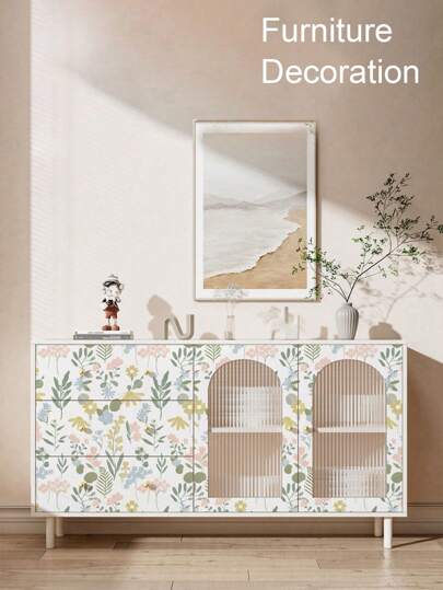 1 卷自粘防水厚壁纸带花朵图案适用于家庭装饰、客厅和卧室墙壁装饰家具颜色变化