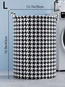 1 Large-Capacity Laundry Basket With Houndstooth Pattern Room Decor Home Decor Fall Decor Bedroom Decorlaundry Hamper,Washing Basketbathroom Organizer,Basket,Storage Basket,Foldable Laundry Basket - Multicolor - View 5