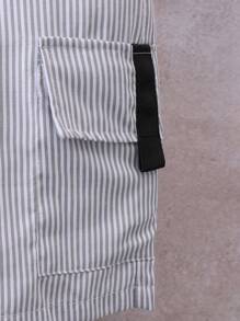 Boys' Casual Striped Shirt & Drawstring Set, For Summer - Light Grey - View 3