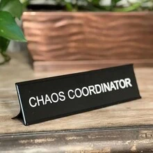 Chaos Coordinator" Decorative Metal Desk Nameplate - Perfect Office Decor & Coworker Gift, No Power Needed, Holiday Decoration, Amusing Trinket