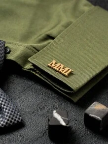 1 Pair Of Personalized Letter Cufflinks - Custom Cufflinks - Groom Wedding Cufflinks - Groomsman Gift - Initial Cufflinks, Stainless Steel, Full Of Luxury, Perfect Gift For Men - Multicolor - View 2