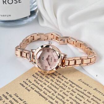 jw قطعة واحدة من ساعة المعصم النسائية الصغيرة والبسيطة من السبائك ذات الحركة الكوارتزية، مناسبة للسيدات والطالبات للارتداء في الحياة اليومية