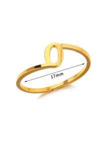 1Pc Personalized Initial Ring For Women Minimalist 26 Letters Ring 18K Gold-Plated Stainless Steel Finger Ring Ladies Jewelry Fashion Accessories - Yellow Gold - View 17