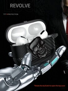 Custodia protettiva compatibile con Apple AirPods 4 di 3a generazione, conpattern in fibra di carbonio per AirPods Pro 2, con chiusura a blocco metallico, 1/2 confezione completa, antiscivolo