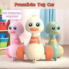 1/2 PCS - Press And Go Duck Toy Car, Cute Kawaii Duck Pull Back Vehicle For Toddlers 1-3, Inertia Sliding Car, Montessori Sensory Toy, First Birthday Gift For Boys & Girls Plastic, Kids Toys