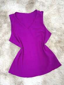 Women's Formal Blouse Tank Top Wide Strap Duna Fabric Basic Fashion Plain Simple - Rose Red - View 1