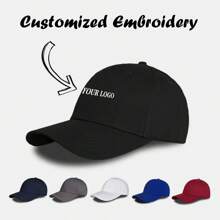 [Custom-Made] 1pc Solid Color Hard Top Baseball Cap With Customizable Embroidered Content, Suitable For Men And Women, Large Head Size Makes Face Look Smaller - Multicolor - View 9