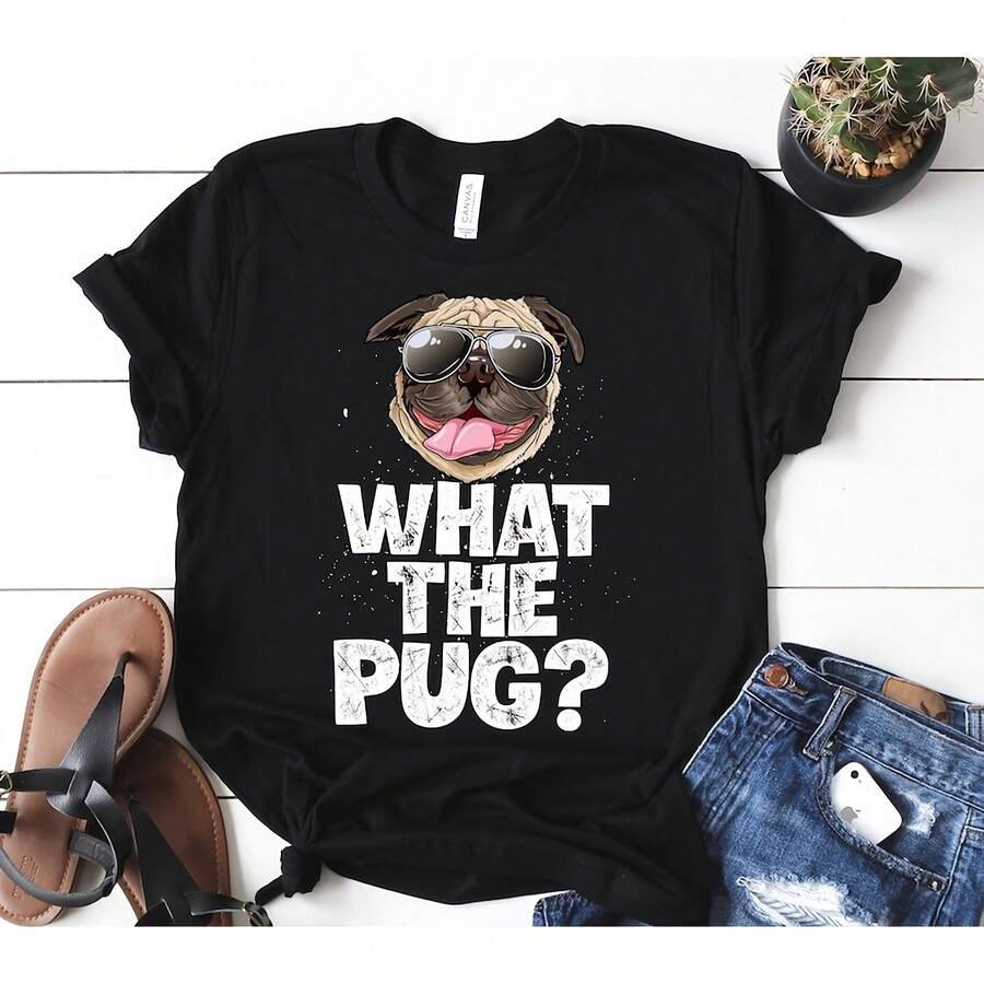 What The Pug Shirt  Pug Gifts  Pug Lover Gift  Funny Cute Pugs  Pug   Pug Tee  Gift For Pug Lovers  Pug Dog  Tank Top  Hoodie - Black - View 1