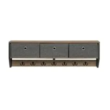 SoBuy FHK26-N, Wall Coat Rack Wall Shelf Wall Storage Cabinet Unit With 3 Baskets 7 Hooks - Brown - View 4