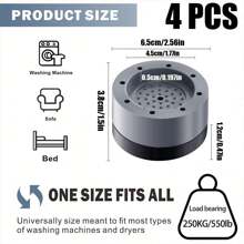 4 Pcs Shock And Noise-Proof Washing Machine Support, Noise Reducing And Anti Slip Anti Vibration Rubber Washing Machine Feet Pads, Anti-Walk Dryer Washer Vibration Pads, Washing Machine Stabilizer