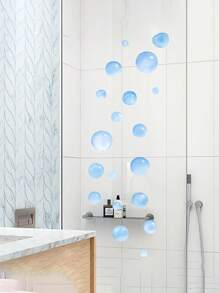 1 Set Creative Wall Sticker, Blue Bubble Pattern Self-Adhesive Wall Stickers, Bathroom Toilet Home Decoration Glass Stickers, Wall Decor Decals Home Bathroom Decor Bath Rug Floor Carpet Fall Decor Bathroom Accessories