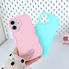 1 pieza Funda de teléfono con textura suave y recubrimiento de caramelo con forma de ola grande compatible con iPhone 16/Galaxy/Redmi/OPPO/OnePlus/Moto/Tecno Spark Go 2024/Infinix, de lujo y cobertura total