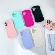 1 pieza Funda de teléfono con textura suave y recubrimiento de caramelo con forma de ola grande compatible con iPhone 16/Galaxy/Redmi/OPPO/OnePlus/Moto/Tecno Spark Go 2024/Infinix, de lujo y cobertura total