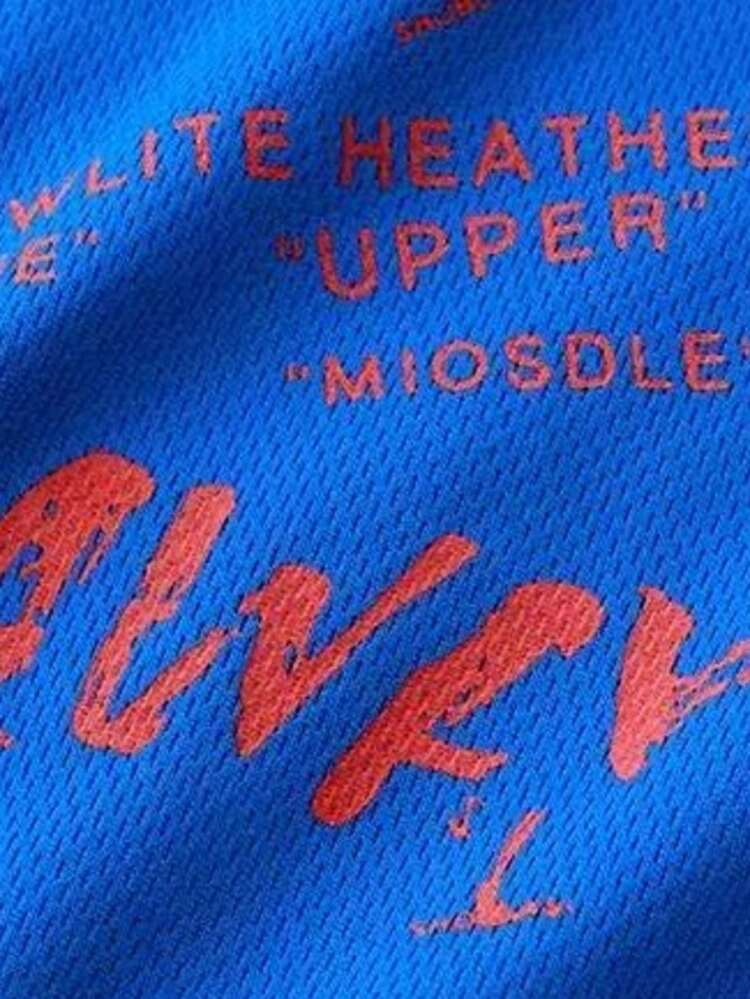 2pcs/Set Boys Summer Casual Breathable Random Letter Print Quick Dry Short Sleeve T-Shirts - Multicolor - View 5