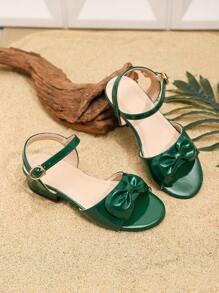 Korean Style Fashion Girls' Flat Bowknot Sandals, Spring/Summer - Green - View 1