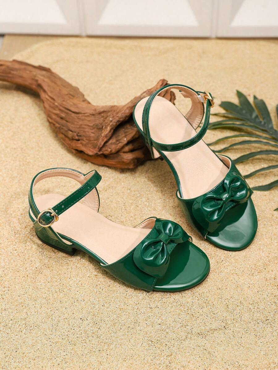 Korean Style Fashion Girls' Flat Bowknot Sandals, Spring/Summer - Green - View 1