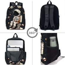 Three Pieces Astronaut Pattern Student Backpack, Lightweight Outdoor Leisure Backpack For Boys, Three Pieces Combination Of School Bag, Crossbody Bag, And Pencil