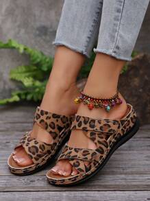Women's European And American Fashion Bestselling Wedge Heel Thick Bottom Sandals, Magic Design Strap Vamp, Summer Vacation Party Style Sandals, Soft & Comfortable, High Waterproof Thick Sole, Strap Vamp, Fashion Classic Versatile Wedge Heel Thick Bottom Sandals, Beach Shoes