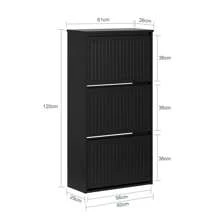 SoBuy 3 抽屉翻盖鞋柜鞋架鞋子收纳柜黑色宽 61 x 深 26 x 高 120 厘米 FSR165-H-SCH - 黑色 - 查看 2
