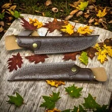 1 chiếc giá đỡ dao bằng da PU chất lượng cao có in họa tiết hoa hồng, hộp đựng dao và giá đỡ, đơn giản và hiệu quả, bảo vệ dao và ngăn ngừa thương tích do cắt (Túi đựng dao, không bao gồm dao) - màu nâu - Xem 4