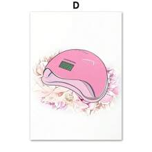 1 件装指甲油美甲灯美容院女孩花朵北欧海报粉色墙壁艺术印刷帆布画客厅装饰无框 - 彩色 - 查看 29