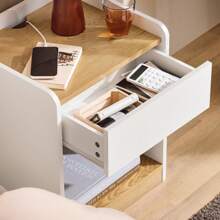 SoBuy Bedside Table Nightstand Side Table End Table Sofa Side Table Lamp Table White And Natural W45 X D40 X H55cm FBT128-WN - White - View 7