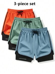 3 قطعة/مجموعة سراويل رياضية للنساء، بناطيل يوغا لياقة مرنة - متعدد الألوان - مشاهدة 1