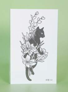 1 Pieza Tatuajes temporales de gato resistentes al agua y al sudor que duran de 1 a 2 semanas, con realismo, jugo de hierbas, antifricción y sin reflejo, tatuajes falsos negros para mujeres y hombres, pegatinas de tatuaje para brazos, pecho, piernas, abdomen, cintura, arte corporal modernista
