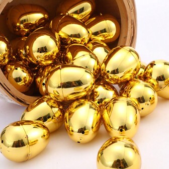 12/24pcs PVC Golden Egg Set, 2.36 Inch Filled Festive Eggs, Easter Christmas Eggs Are Empty, Perfect For Looking For Easter Egg Surprises, Wedding Dress-Up, Outdoor Display