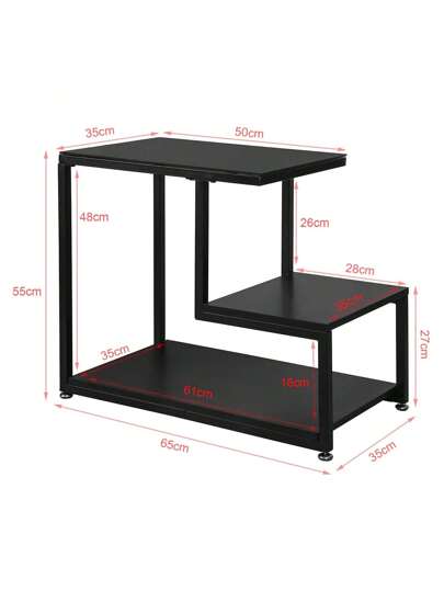 SoBuy FBT65 SCH, Side Tafel End Coffee Living Room Storage Shelf, Zwart view 2
