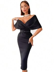 Vestido Fiesta Corto Elegante Mujer - Negro - Ver 1