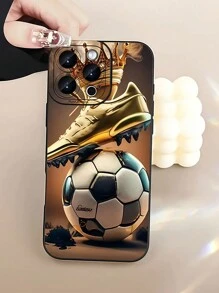 足球主题元素时尚TPU黑色足球单件装黑色足球图案全包覆TPU防震手机壳，兼容 16、15、14、13、12、11 Pro Max及系列，防水防摔防刮，生日礼物，国际版，非国内版 - 彩色 - 查看 4