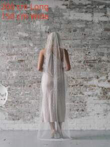 1 Piece Women 1 Tier Cathedral Length Glitter Tulle Wedding Bridal Veil For Wedding Party White With Metal Comb Fall Clothes For Women