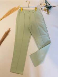 Women's Tailored Set Blouse With Straight Trousers - 橄欖綠 - 查看 4