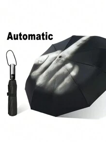Ombrello pieghevole divertente con design del dito medio, regalo creativo e unico per uomini e donne, nero (design del dito medio), accessorio moderno per la fotografia - Multicolore - Visualizzare 11