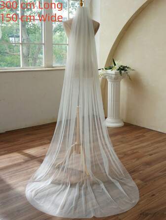 1 Piece Women 1 Tier Cathedral Length Glitter Tulle Wedding Bridal Veil For Wedding Party White With Metal Comb Valentine's Day Valentines