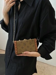 New Fashionable Niche Chain Shoulder Bag, Classic Print, Shoulder Crossbody Bag, High-End Versatile Retro Floral Small Square Bag, Phone & Coin Pouch, Valentine's Day Gift