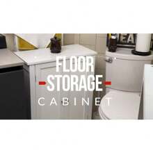 Modern Batoom Floor Storage Cabinet In White With Adjustable Shelves And Double Doors
