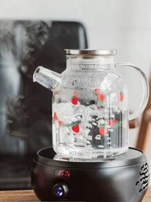 1 件可爱草莓印花高硼硅玻璃水壶，创意大容量冷水壶，草莓水瓶 - 無色 - 查看 6