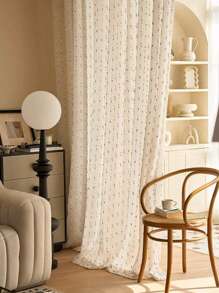 1 件波西米亚风彩虹糖果条纹刺绣薄纱窗帘，杆袋设计，易于悬挂，柔软涤纶面料，彩虹条纹刺绣，有多种尺寸可供选择，满足不同需求，适用于卧室、浴室、客厅、厨房、办公室、家居装饰