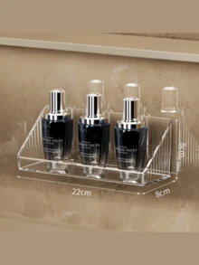 1 件壁挂式浴室梳妆台收纳盒，透明多层斜置镜柜架，可放置化妆品、口红、珠宝
