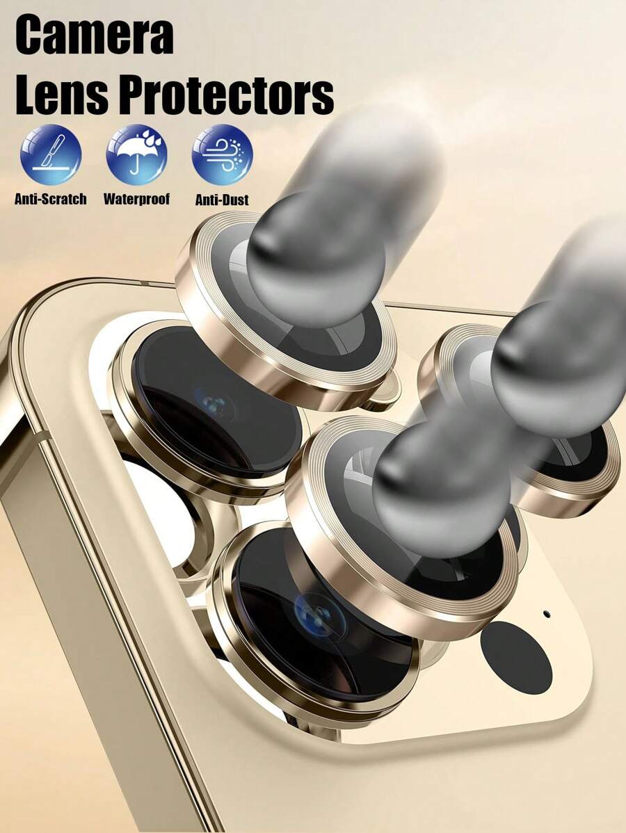 1 Pack High Definition Golden Eagle Eye Lens Protector Film, Anti-Fall, Waterproof, Scratch-Resistant, Compatible With Iphone 11/12/13/14/15/16/16 Plus/16 Pro/16 Pro Max Series - Gold - View 1