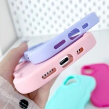 1 pieza Funda de teléfono con textura suave y recubrimiento de caramelo con forma de ola grande compatible con iPhone 16/Galaxy/Redmi/OPPO/OnePlus/Moto/Tecno Spark Go 2024/Infinix, de lujo y cobertura total