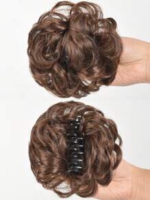 1 Pieza Accesorio para el cabello tipo moño despeinado con pinza de garra, moño rizado sintético y con coleta, pieza de extensión de cabello de recogido desordenado para uso diario de mujeres, color negro/marrón - Multicolor - Ver 12