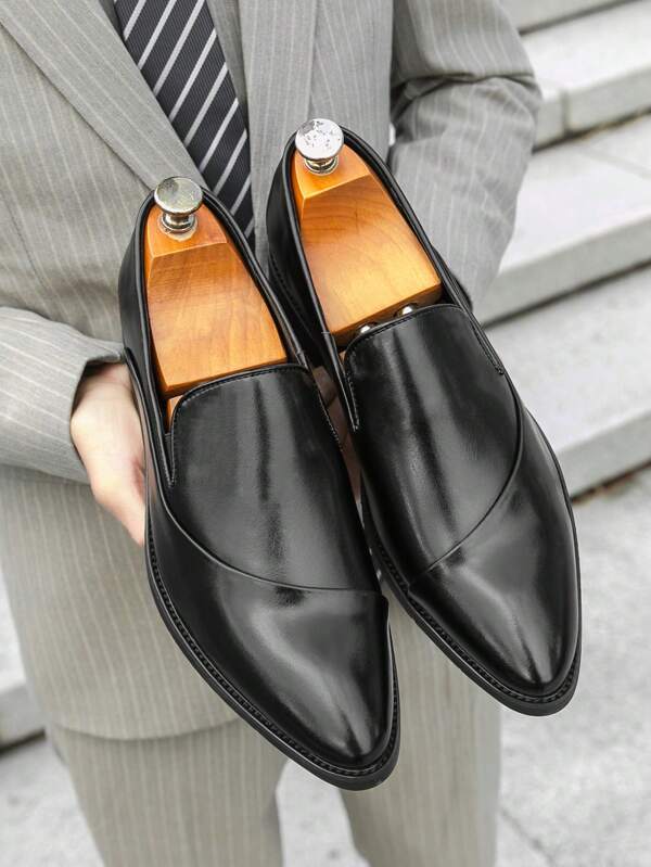 Men's Pointed Toe Formal Business Leather Dress Shoes, Commuter